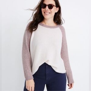 Madewell Allister White & Mauve baseball pullover cozy sweater size small